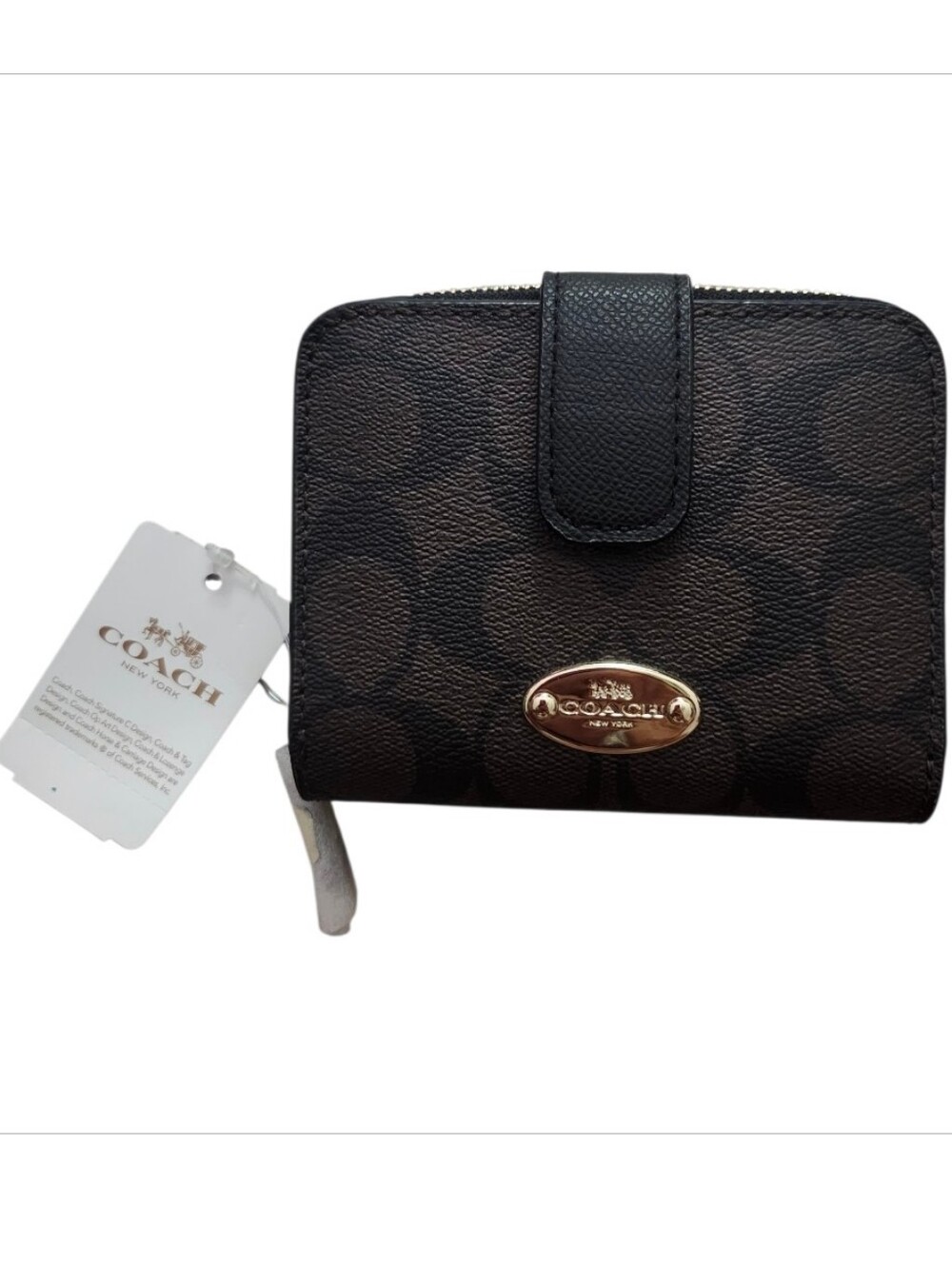 Coach NWT Medium Corner Zip Wallet in Signature Canvas